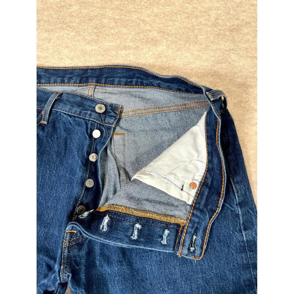 Levi's‎ 501 Jeans Mens 35x33 Blue Denim Cotton 5-Pockets Button Fly Straight Leg